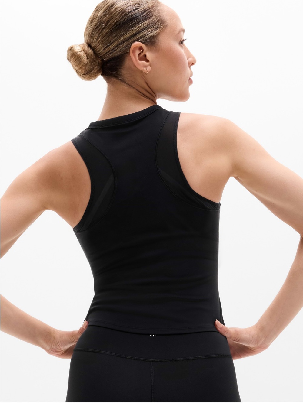 Athleta Transcend Racerback Mesh Tank Black Mesh-Panel Tank Top